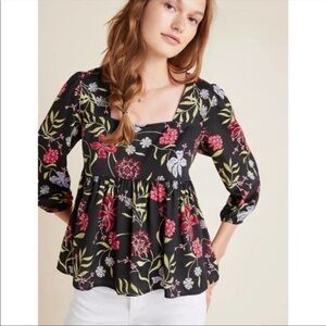 BOGO! Anthropologie Dolan Left Coast Cherie Babydoll Floral Blouse Small